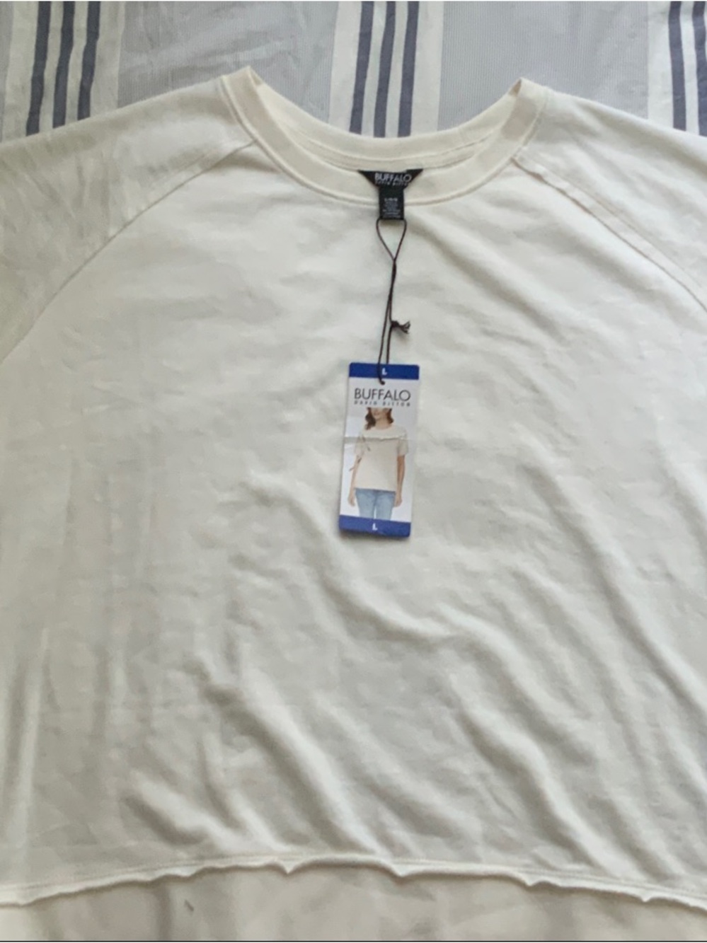 Buffalo David Bitton Men’s Cream Short Sleeve Tee - Soft Crew Neck